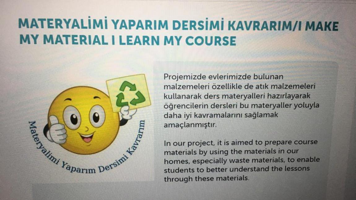 Materyalimi Yaparım Dersimi Kavrarım eTwinning Proje bilgilendirmeleri